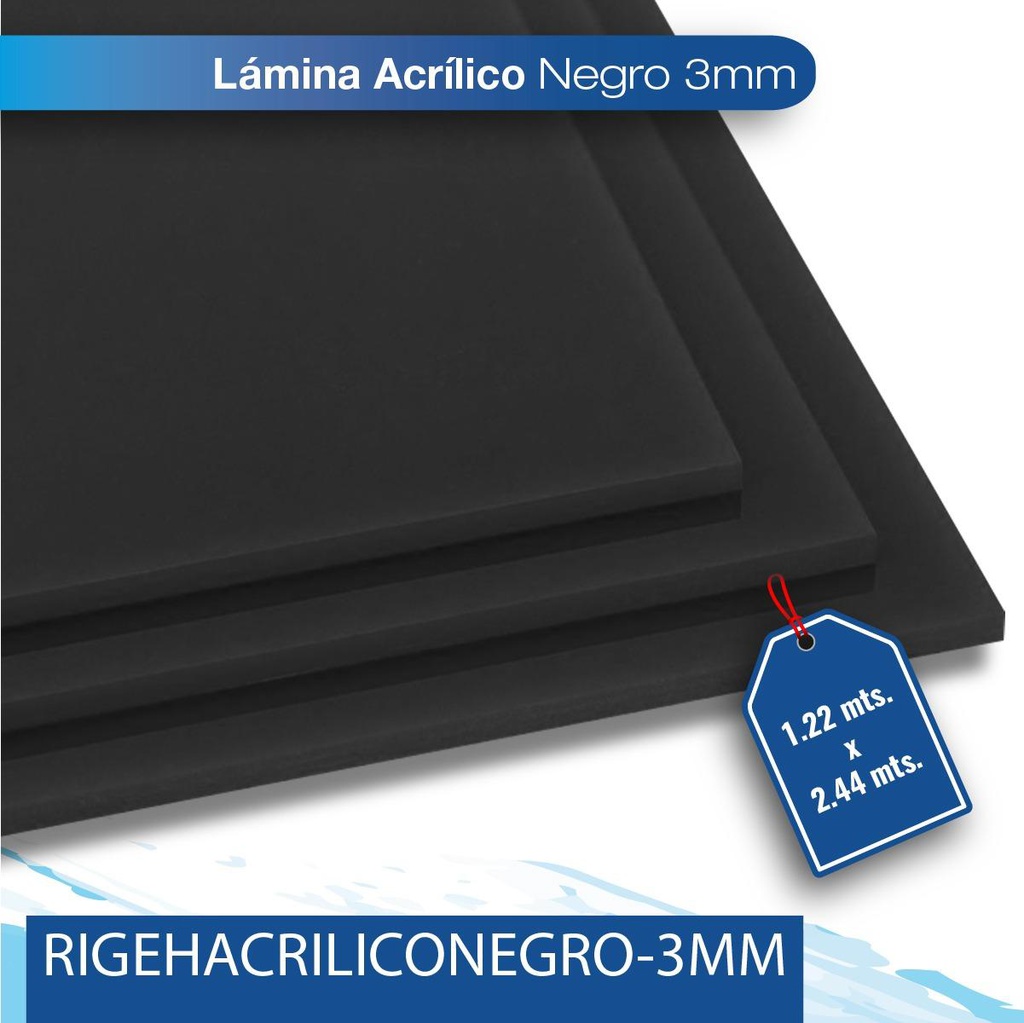 Acrilico 3MM 1.22X2.44 negro 