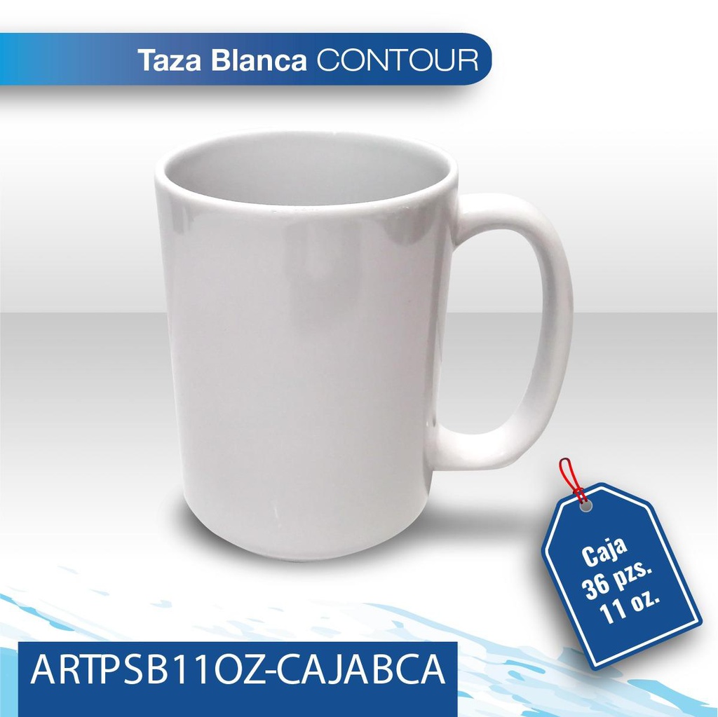 Caja de 36 pz taza sublimacion blanca 11 OZ Contour