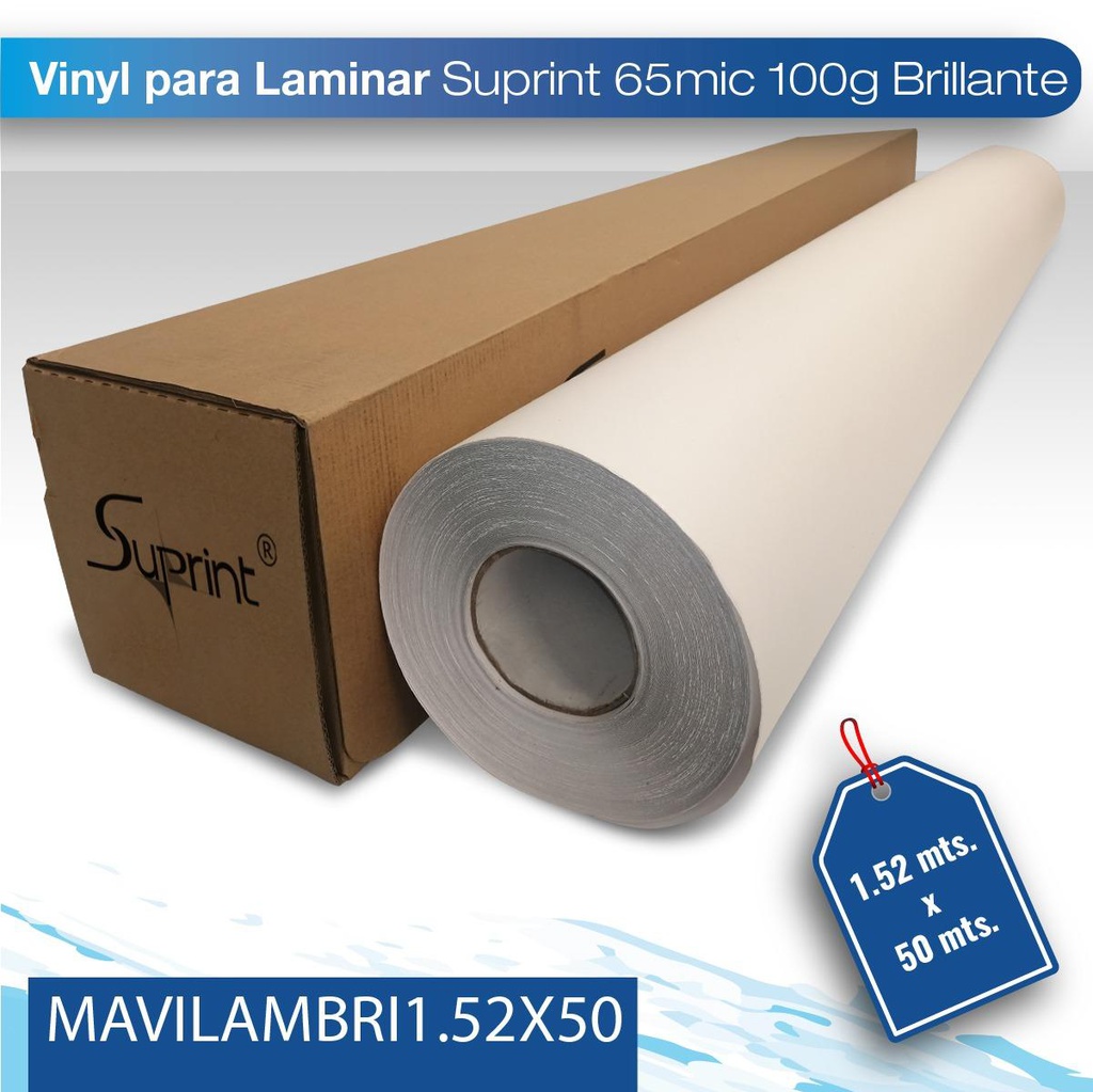 Vinil para laminar Suprint 65M/100G para exterior 1.52X50 brillante