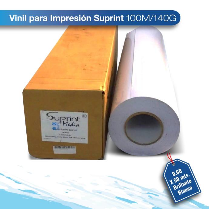 Vinil para impresion Suprint 100M/140G 0.61X50 brillante blanco