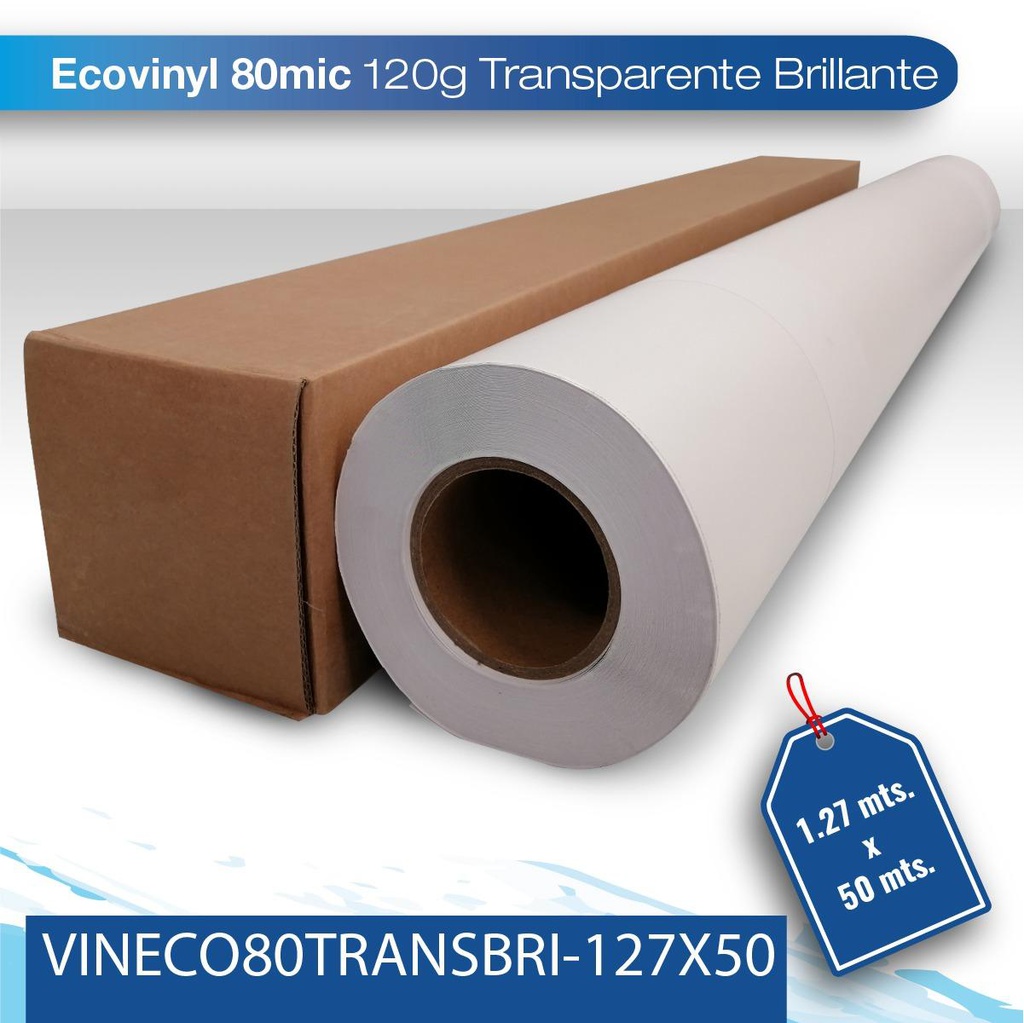 Vinil para impresion Slite 80M/120G 1.27X50 transparente brillante