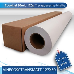 [VINECO90TRANSMATT-127X50] Vinil para impresion Slite 90M/120G 1.27X50 matte transparente