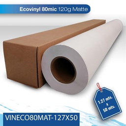[VINECO80MAT-127X50] Vinil para impresion Slite 80M/120G 1.27X50 matte blanco