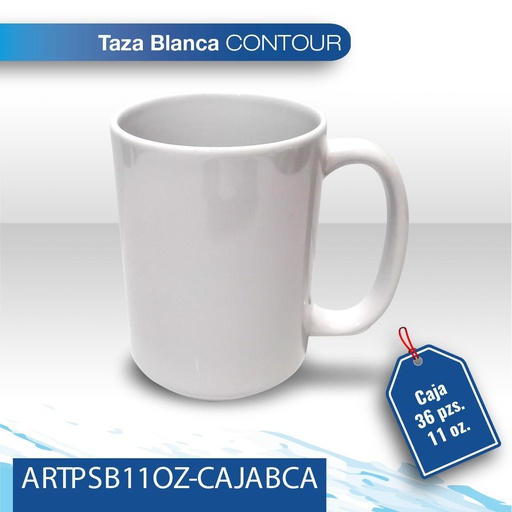 [ARTPSB11OZ-CAJABCA] Caja de 36 pz taza sublimacion blanca 11 OZ Contour