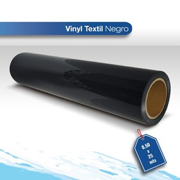 [VINTXPTPUNEG-.50X25] SALDO Vinil textil 0.50X25 negro