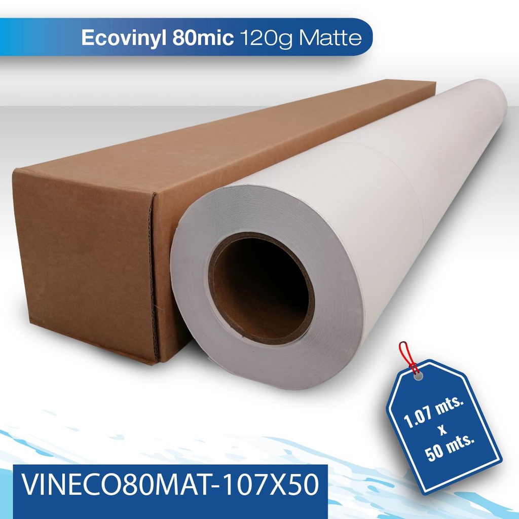 Vinil para impresion Slite 80M/120G 1.07X50 matte blanco