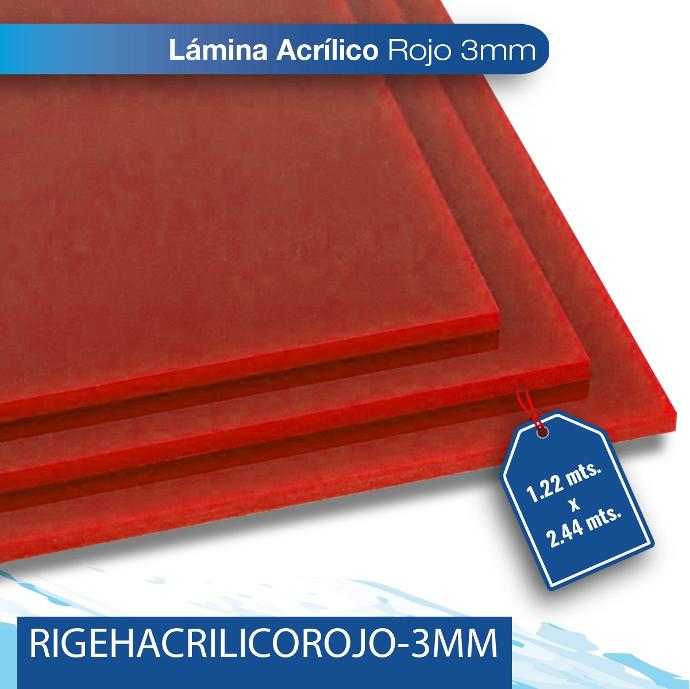 SALDO Acrilico 3MM 1.22X2.44 rojo