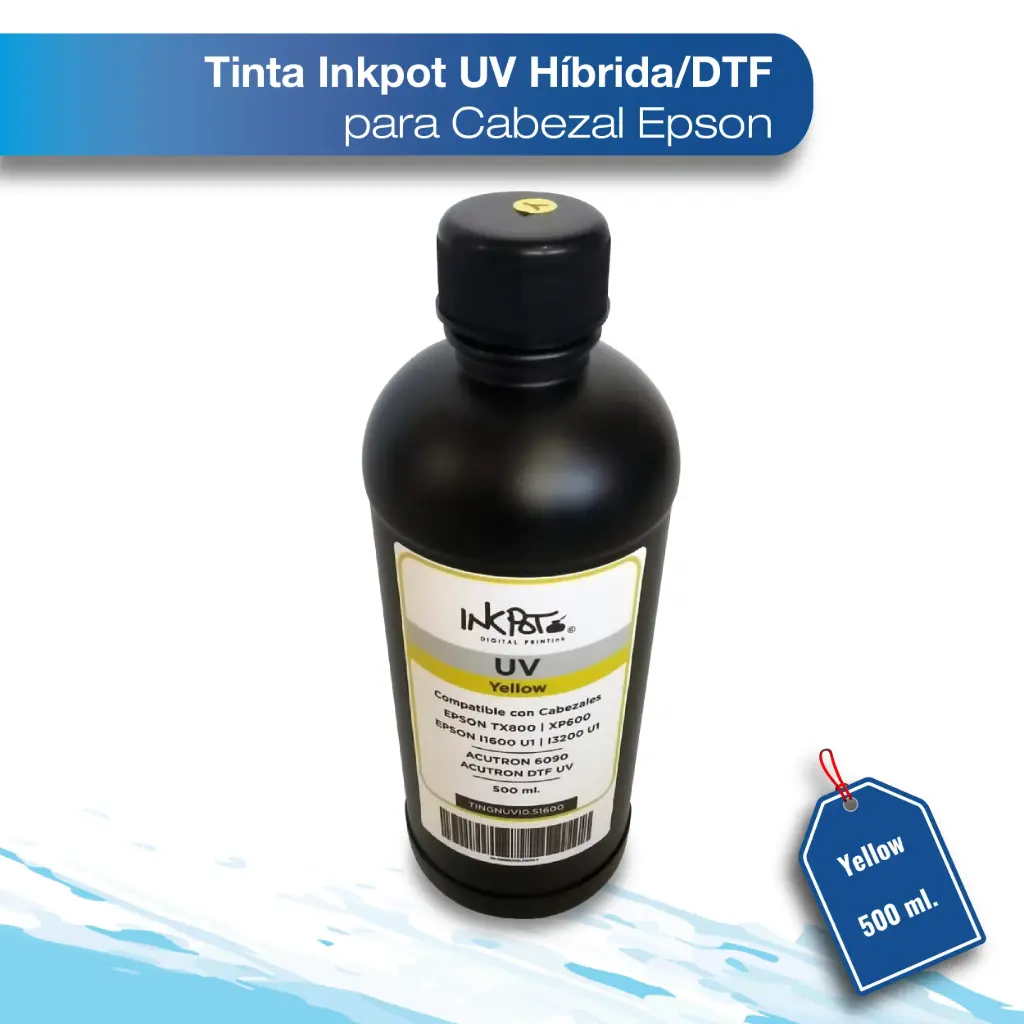 Tinta Inkpot UV híbrida/DTF para cabezal Epson yellow 500 ML