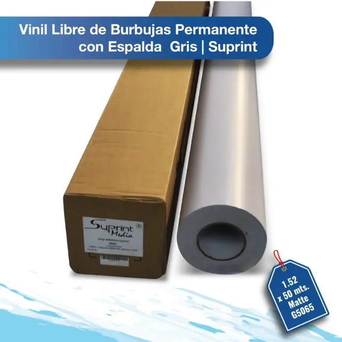 Vinil libre de burbujas permanente con espalda gris Suprint 1.52X50