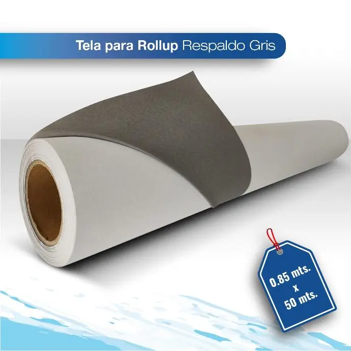 Tela para roll up respaldo gris