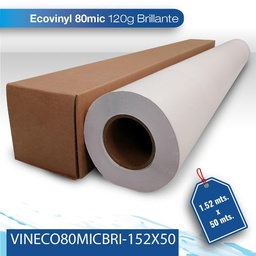 [VINECO80MICBRI-152X50] Vinil para impresion Slite 80M/120G 1.52X50 brillante blanco