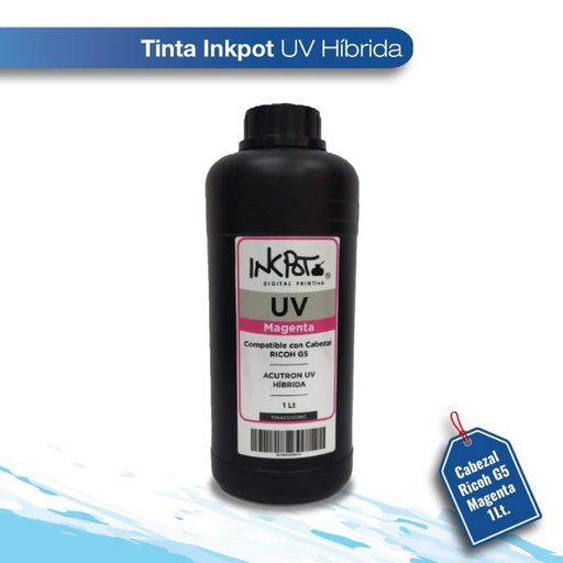 [TINACUVORIC-M] Tinta inkpot UV hibrida cabezal Ricoh G5 magenta 1L