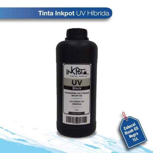 [TINACUVORIC-K] Tinta inkpot UV hibrida cabezal Ricoh G5 negra 1L