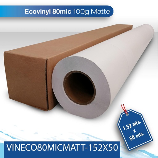 [VINECO80MICMATT-152X50] SALDO Vinil para impresion Slite 80M/100G 1.52X50 matte blanco