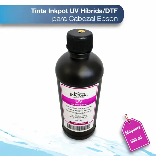 [TINGNUVI0.51600-M] Tinta Inkpot UV híbrida/DTF para cabezal Epson magenta 500 ML