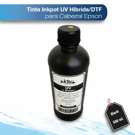 [TINGNUVI0.51600-B] Tinta Inkpot UV híbrida/DTF para cabezal Epson black 500 ML