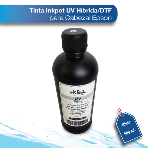 [TINGNUVI0.51600-W] Tinta Inkpot UV híbrida/DTF para cabezal Epson white 500 ML