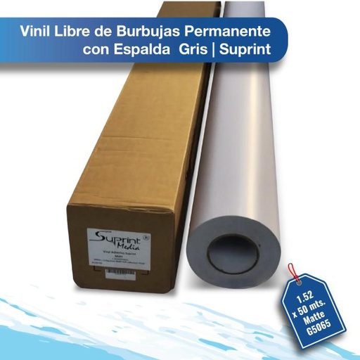 [VINSPADHMATBURG-152X50] Vinil libre de burbujas permanente con espalda gris Suprint matte 1.52X50 G5065