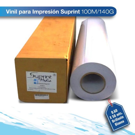 [VINSPADHBRI-0.60X50] Vinil para impresion Suprint 100M/140G 0.61X50 brillante blanco
