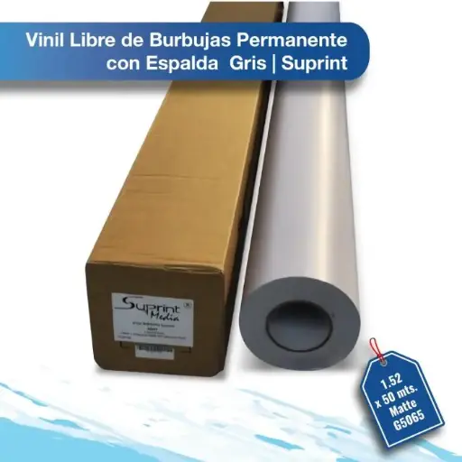 Vinil libre de burbujas permanente con espalda gris Suprint 1.52X50